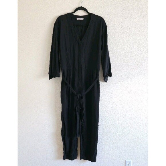 Everlane Jumpsuit Women Size 16 Utility Black Button Down Romper Coveralls - Picture 10 of 11